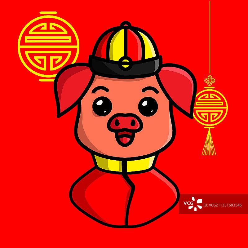 农历新年猪生肖标志吉祥物图片素材