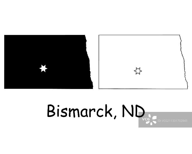美国北达科他州俾斯麦地图边界图片素材