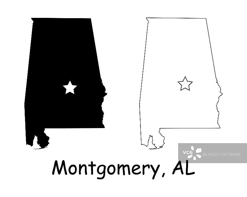 带有美国地图的亚拉巴马州蒙哥马利图片素材