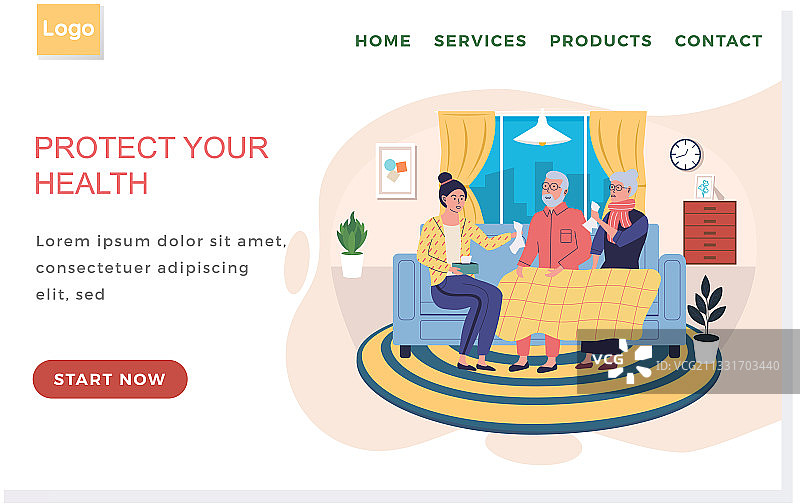 保护病患的着陆页模板图片素材