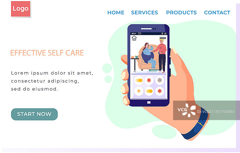 具有有效自我保健功能的互联网网站布局图片素材