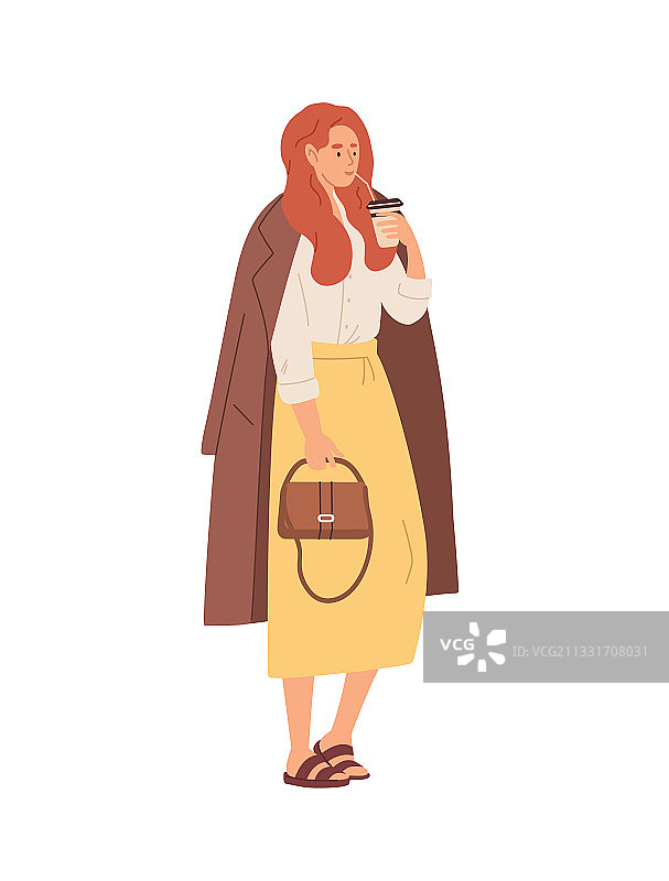 喝早咖啡的现代年轻女人图片素材