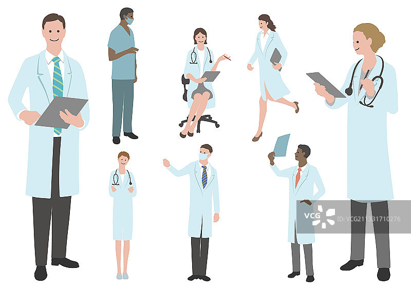 医生和护士扁平风格合集图片素材