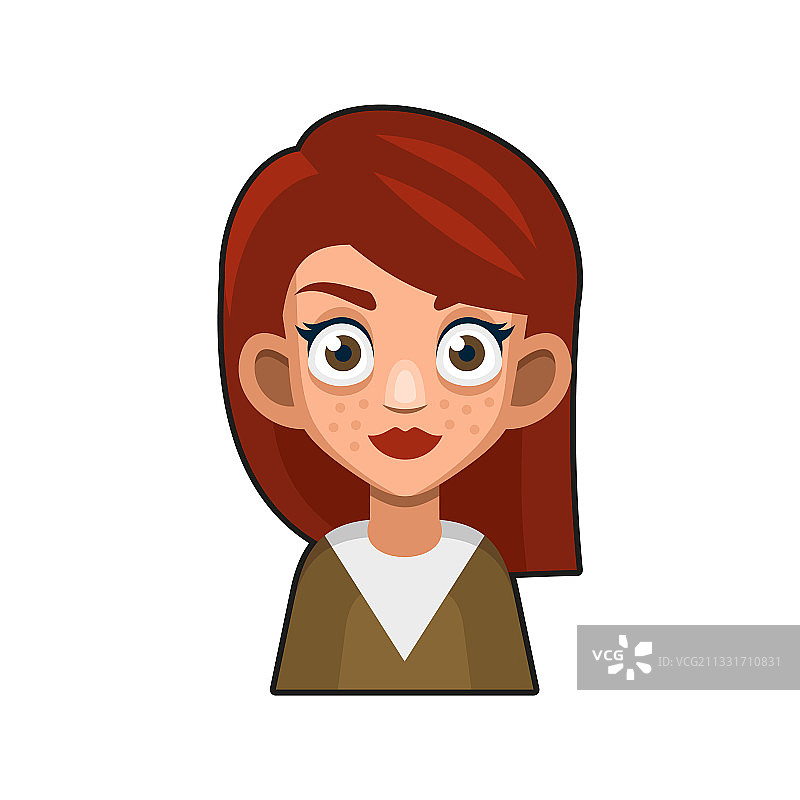 可爱美丽红发女孩头像图片素材