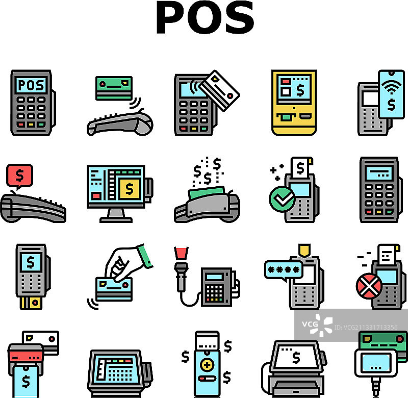 POS机设备图标合集图片素材