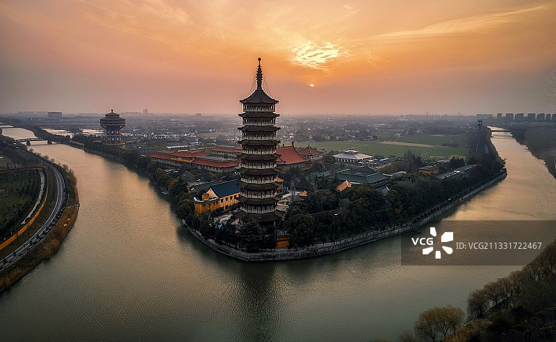 日落高旻寺图片素材