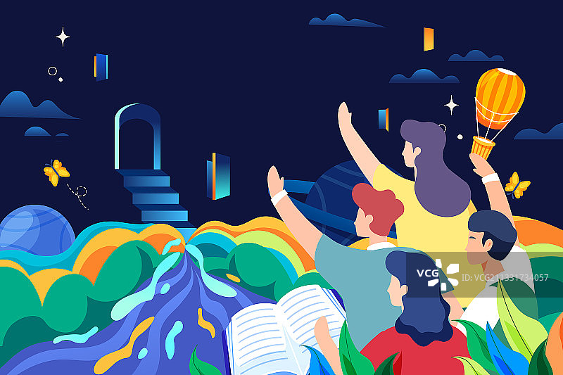 卡通在线教育学生网课读书毕业季高考旅游电商促销网购矢量插画图片素材