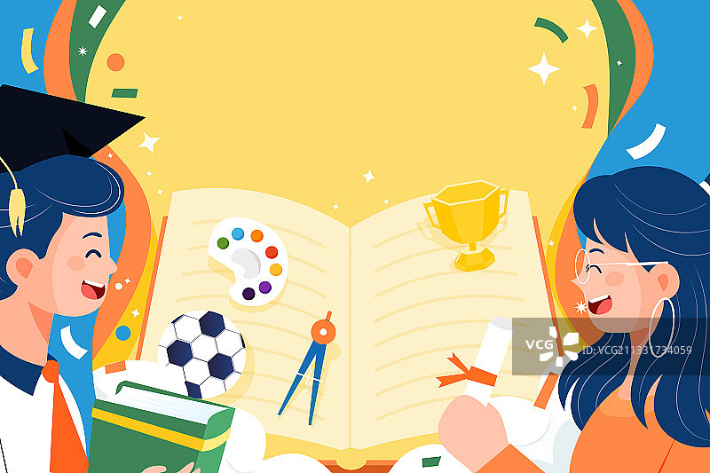 卡通在线教育学生网课读书毕业季高考旅游电商促销网购矢量插画图片素材