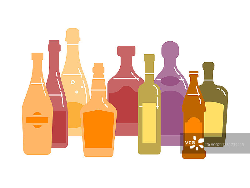 酒精饮料瓶组合合集图片素材
