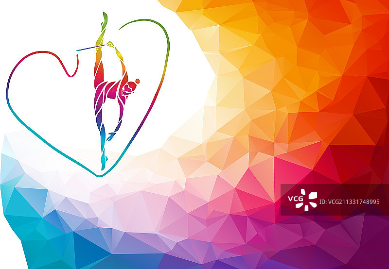 光谱色体操女孩剪影图片素材