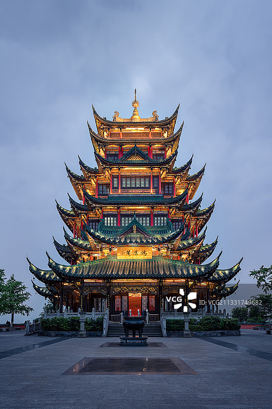 重庆渝北鸿恩寺森林公园鸿恩阁建筑特写图片素材
