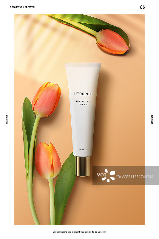 花和化妆品图案图片素材