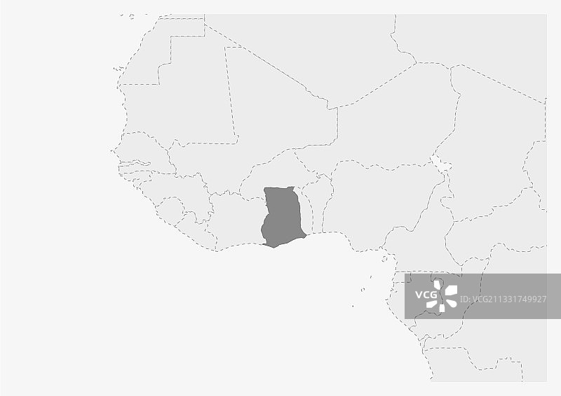 突出显示加纳地图的非洲地图图片素材
