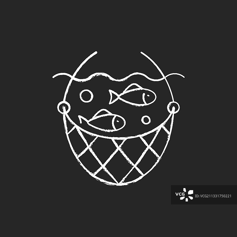 黑色背景上的白色渔网图标图片素材