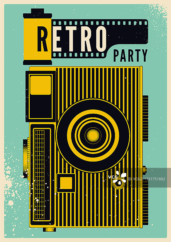 复古派对相机海报图片素材
