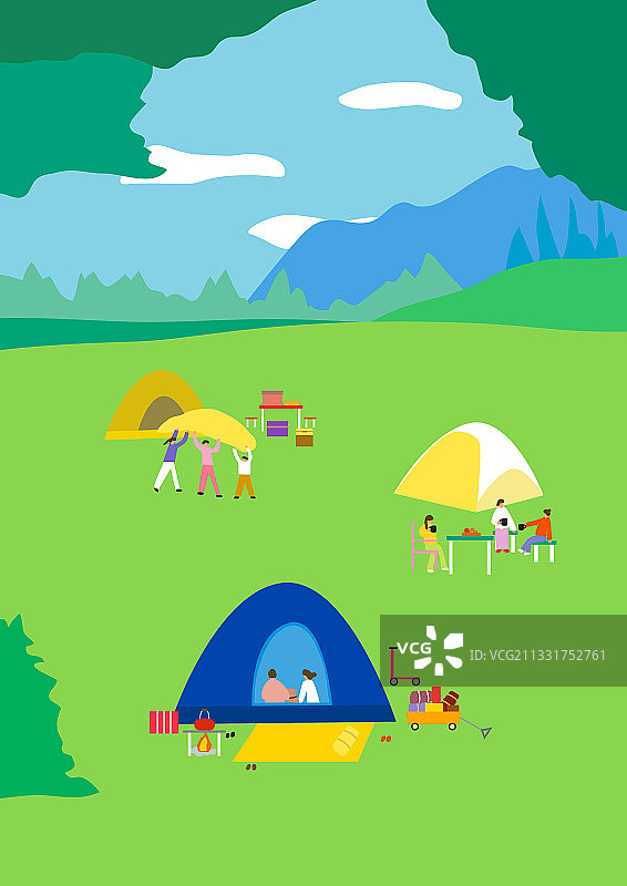 露营：自然山景背景图片素材