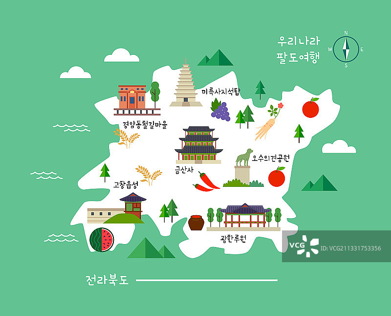 地图、地标、园林作物、云、韩国、全罗北道图片素材