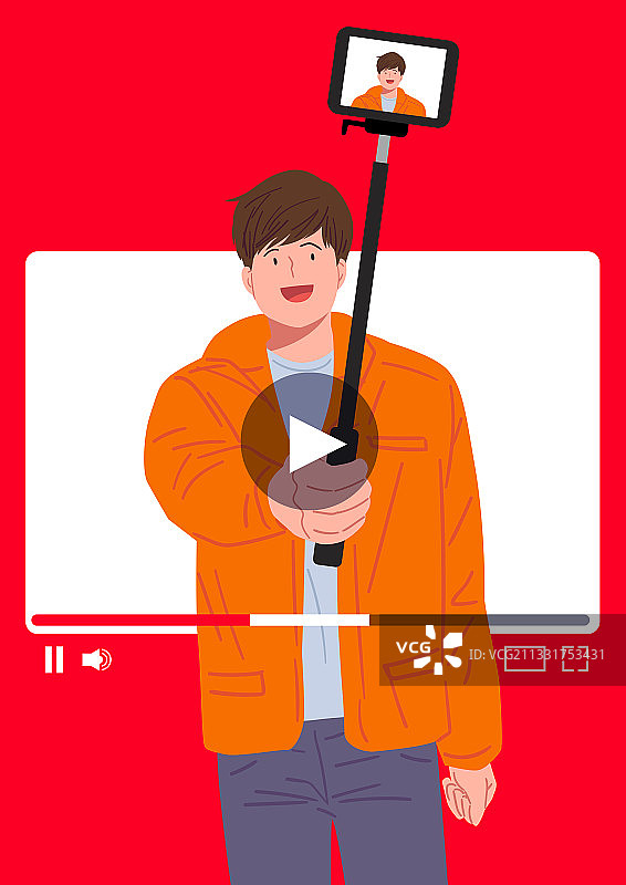 SNS、单人媒体、视频、内容、自拍杆图片素材