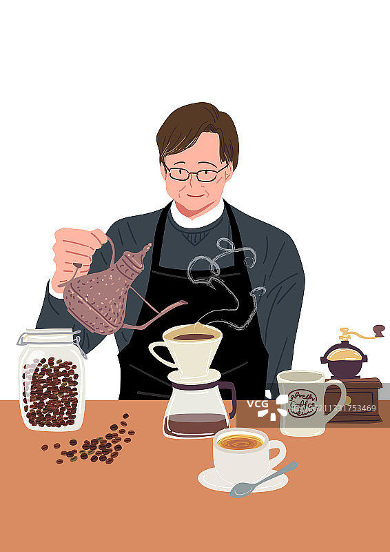 招聘：中年咖啡师图片素材