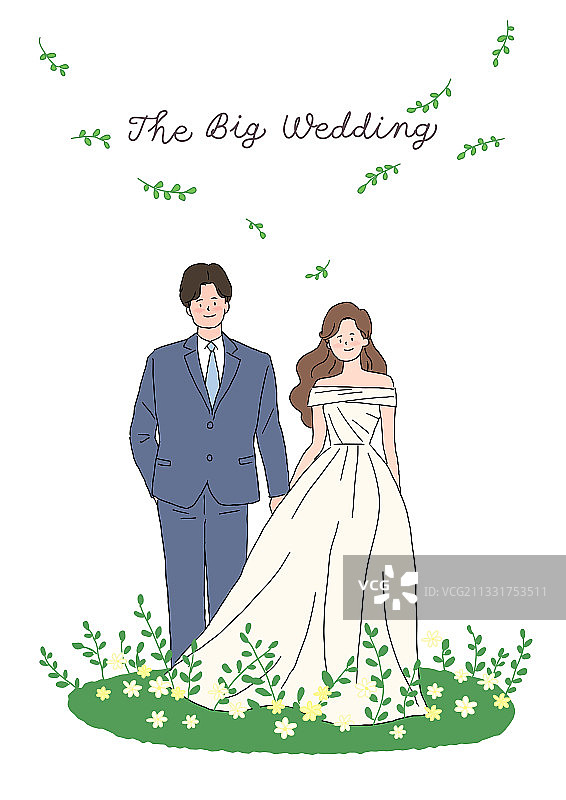 春季婚礼请柬与新人婚纱图片素材