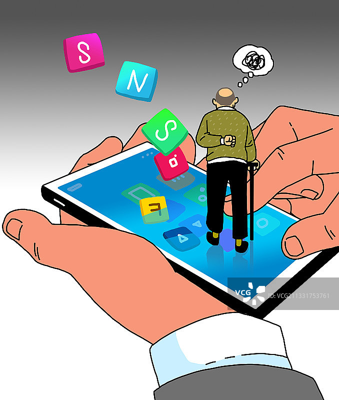 社交媒体MZ一代冲突沟通插画图片素材