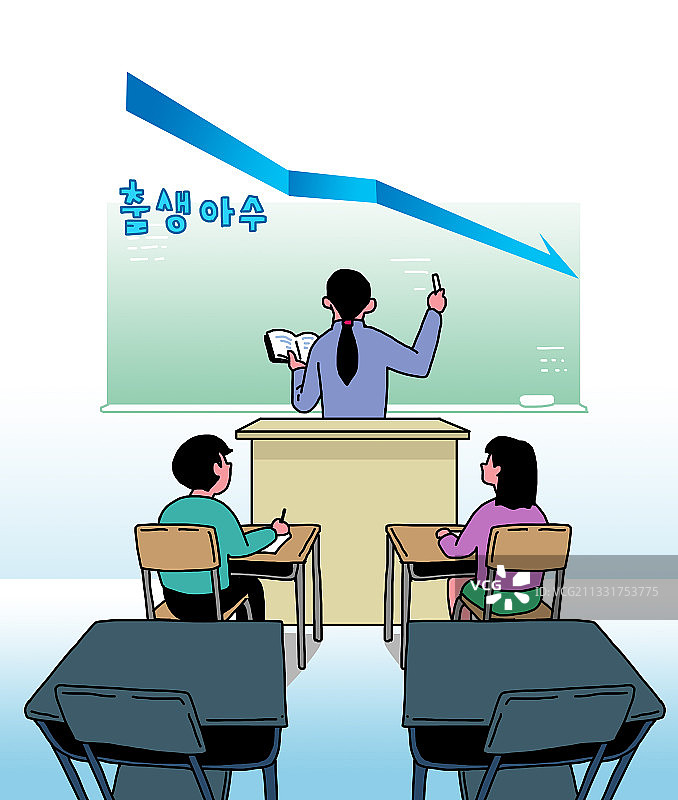 老年问题、人口悬崖和社会问题插画图片素材