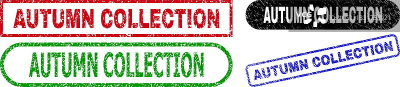 带有划痕的秋季系列矩形邮票图片素材