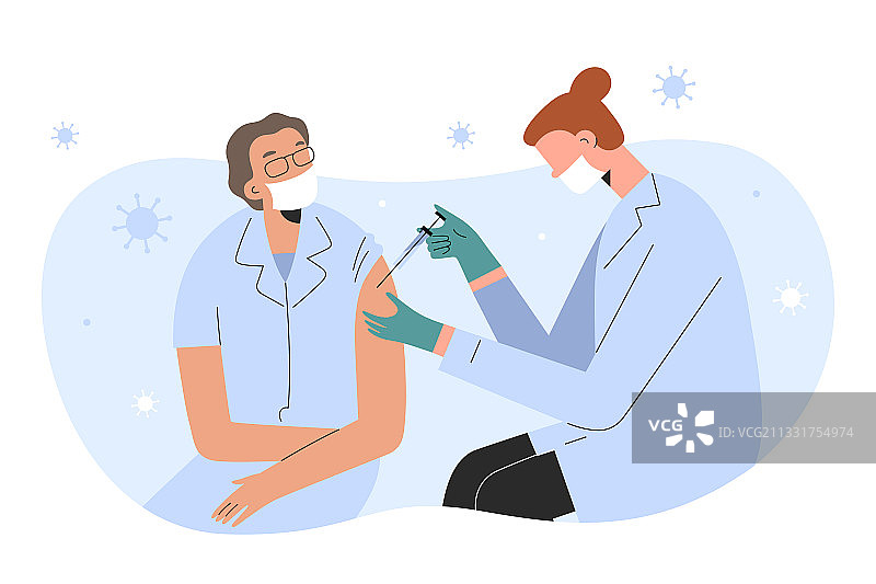 老年妇女接种疫苗图片素材