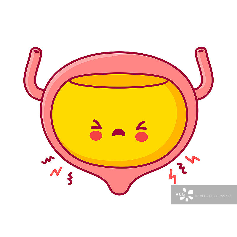 可爱悲伤又滑稽的人体膀胱器官卡通形象图片素材