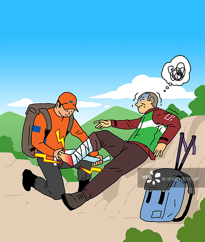 急救治疗与老年人健康生活插画图片素材