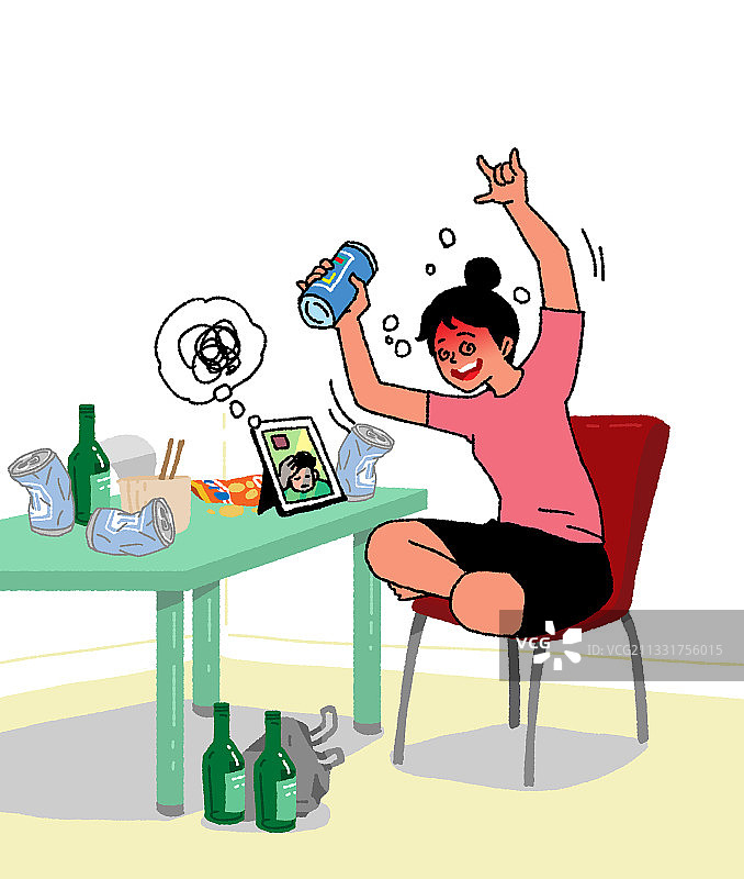 插画：酒精、生活方式、压力与疾病图片素材