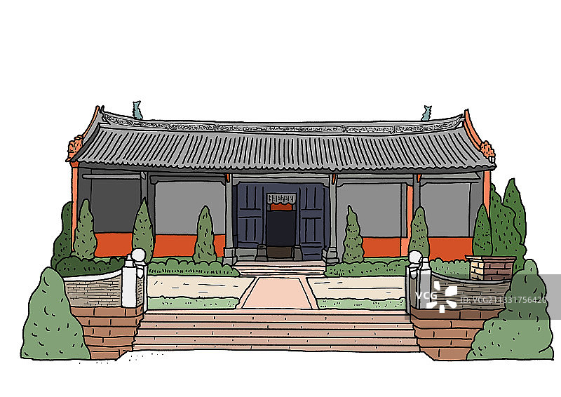 插画：王氏大宗祠图片素材
