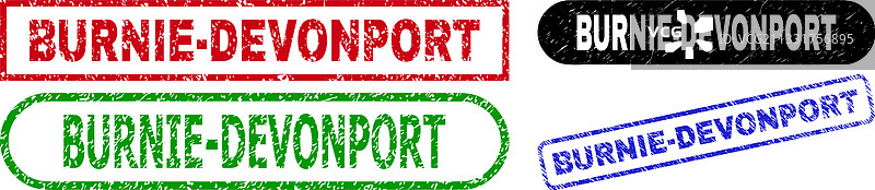 使用纹理的伯尼-德文波特矩形邮戳印章图片素材