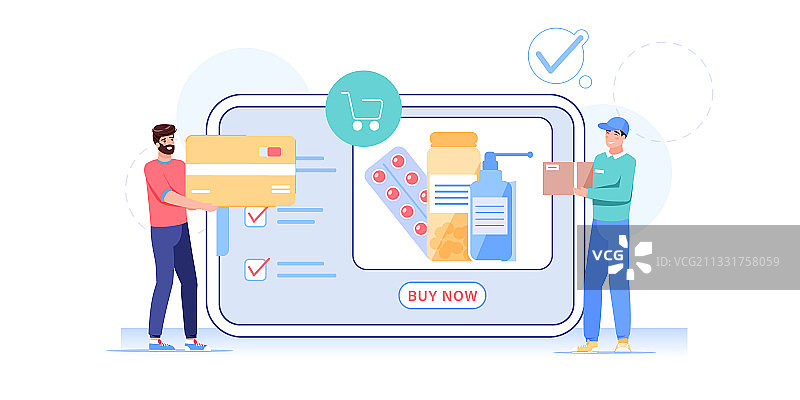 扁平风格卡通人物在线订购商品图片素材