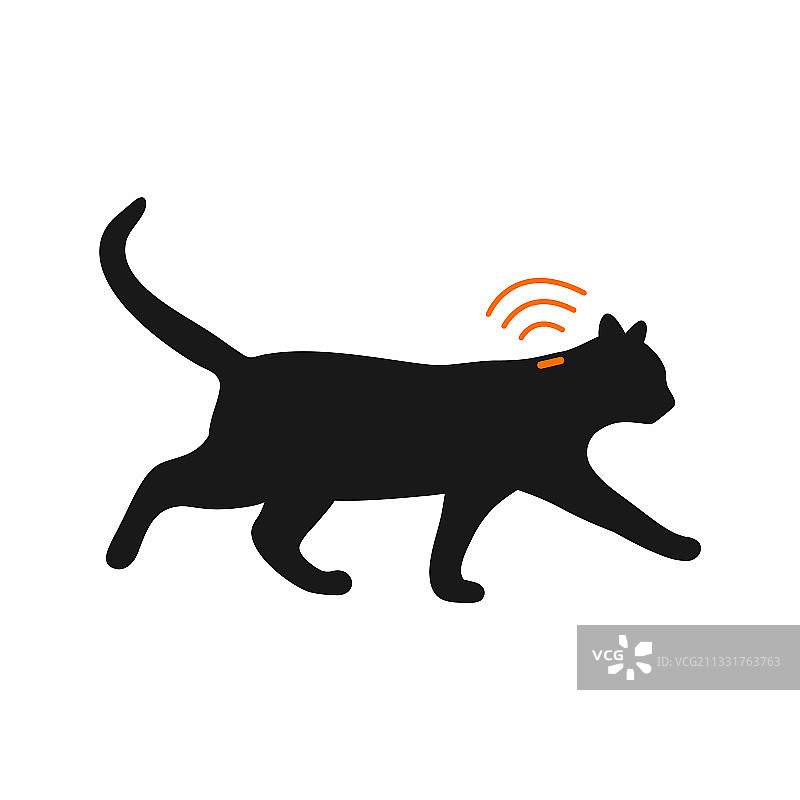 宠物微芯片概念猫剪影图片素材