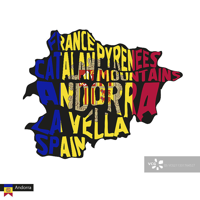 黑色安道尔地图剪影排版图片素材