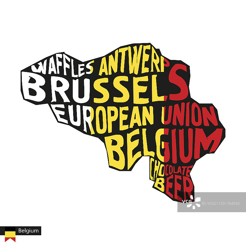 比利时黑色剪影地图排版图片素材