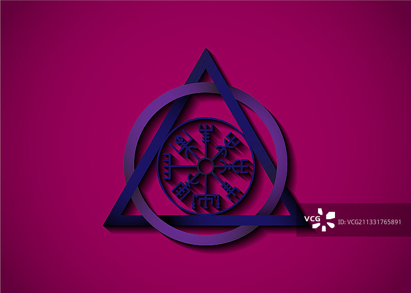 维京指南针北欧神话符号图片素材