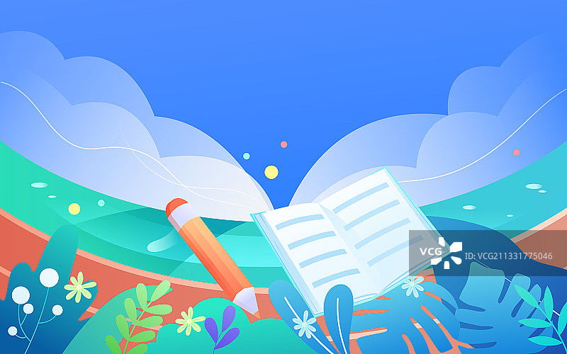 卡通学生开学季读书考研学习毕业季矢量插画图片素材