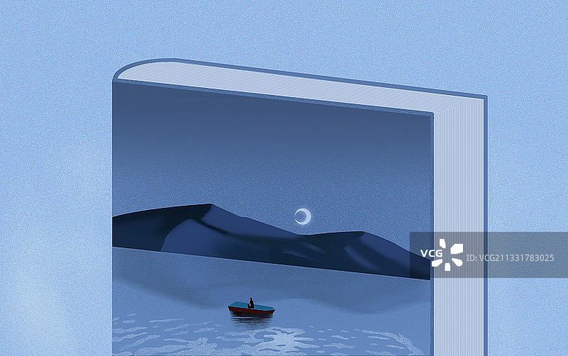 超现实主义图书哲学思考人文书籍场景插画图片素材