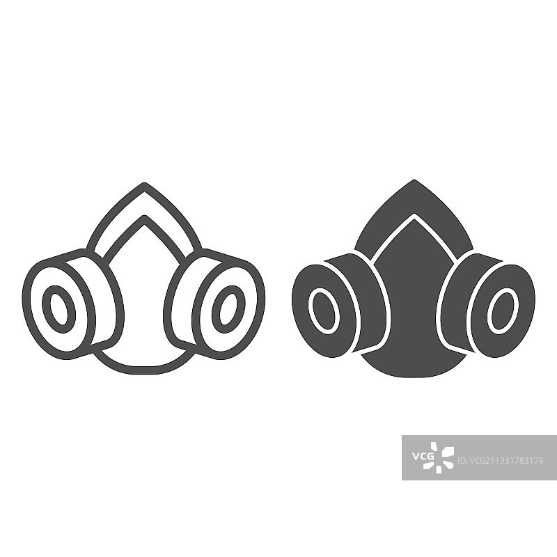 防毒面具线和实心图标，虫害防治概念图片素材