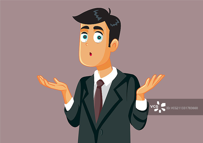 感到困惑、耸肩的商人图片素材
