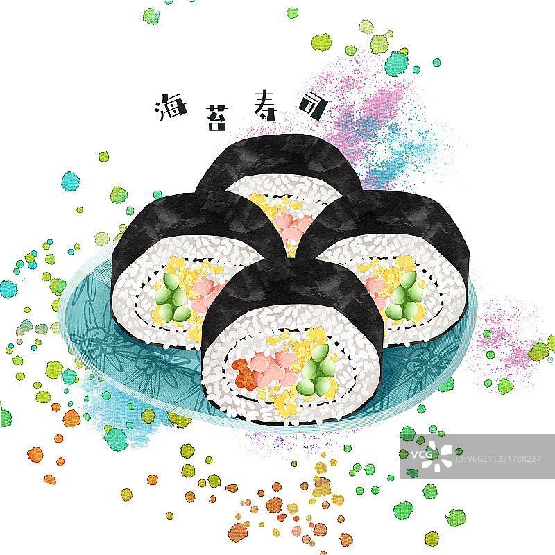 海苔寿司插画图片素材