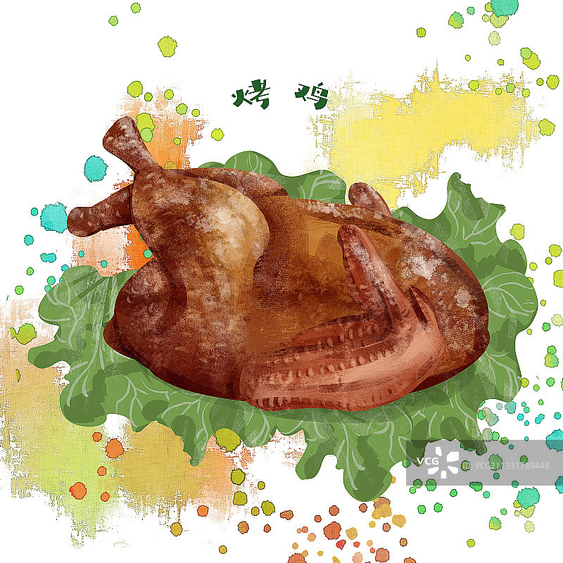 烤鸡插画图片素材
