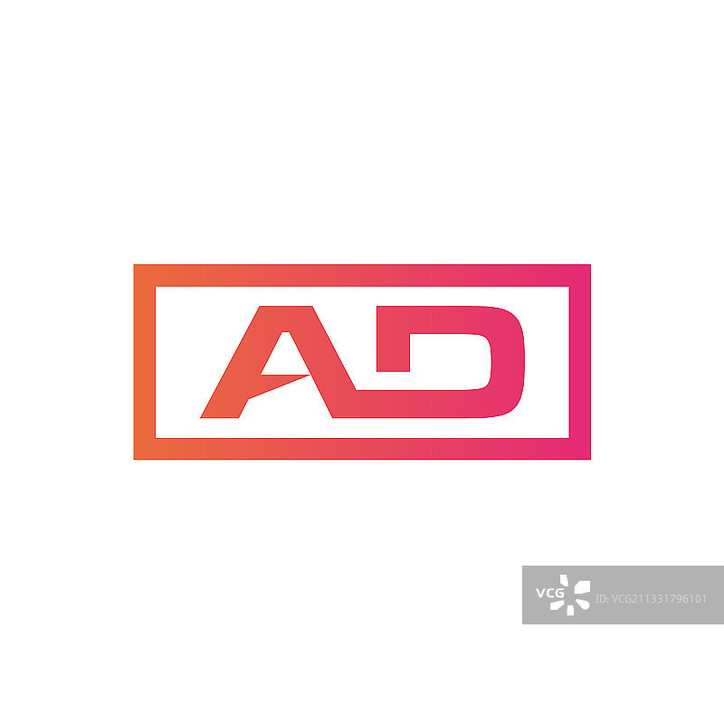 创意首字母AD方形标志设计图片素材
