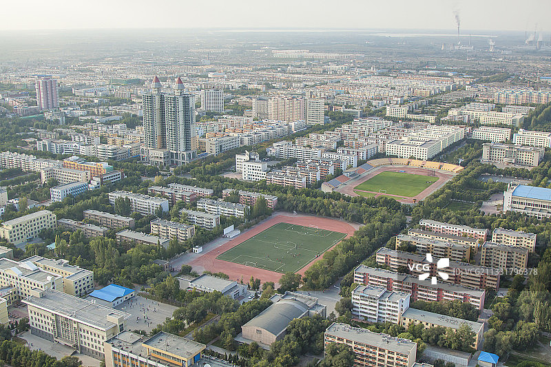 十年前航拍的中国新疆石河子市图片素材