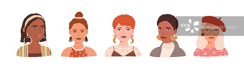 戴贝雷帽的年轻时尚女性图片素材