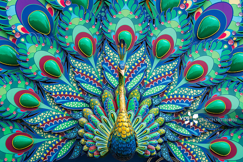 富有少数民族特色的五彩斑斓的孔雀图片素材