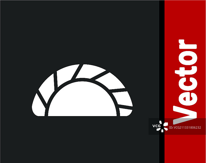 黑色背景上的白色饺子图标图片素材