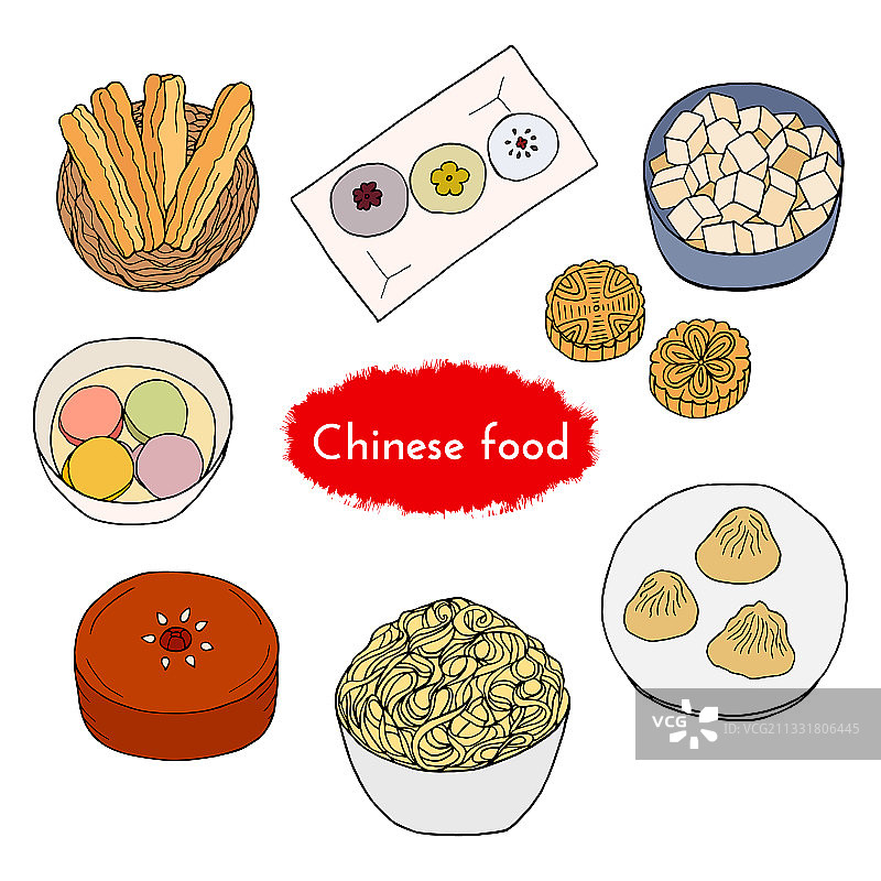 手绘中式菜肴合集图片素材